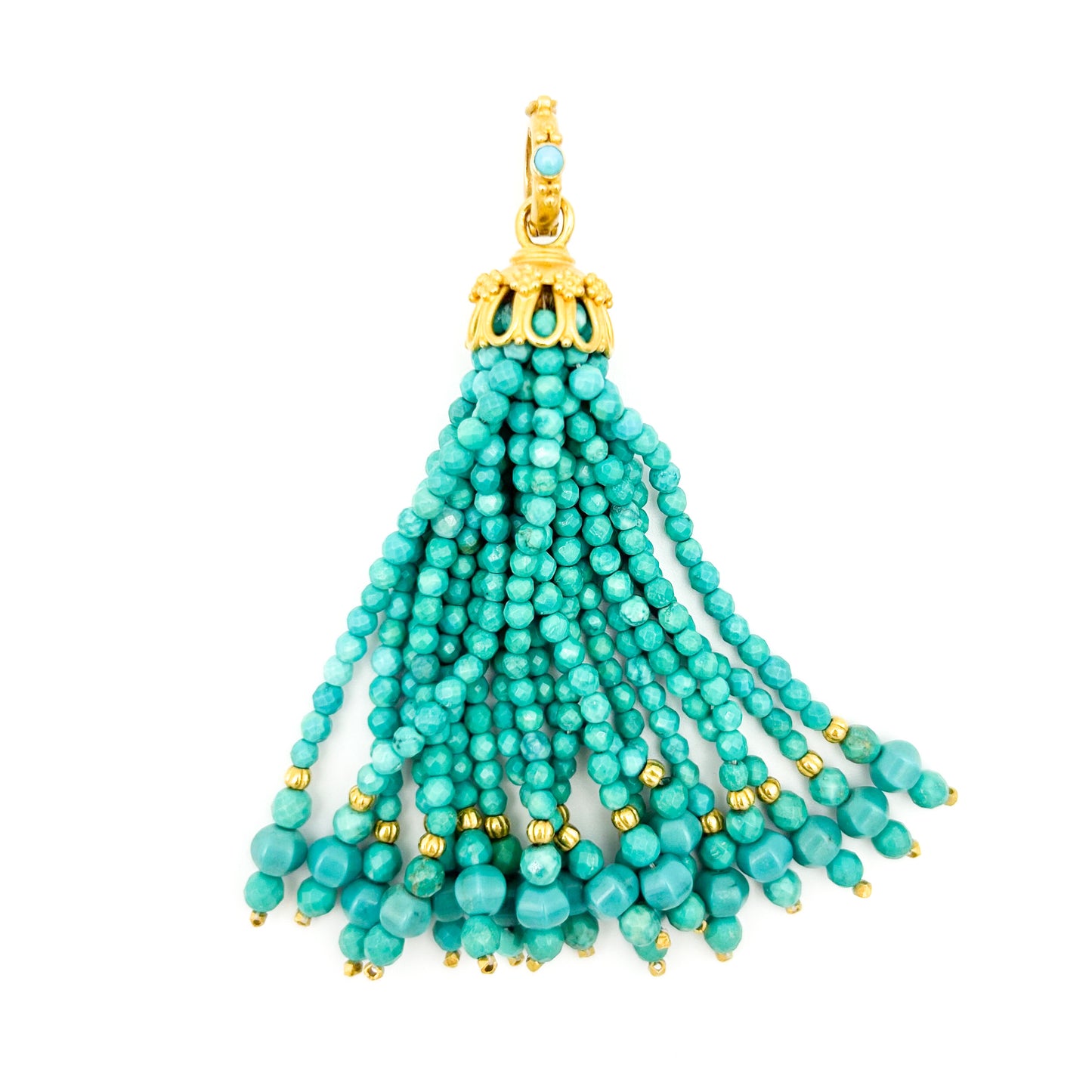 "Flower Cap" Pendant (Turquoise, 22k, 18k Gold)