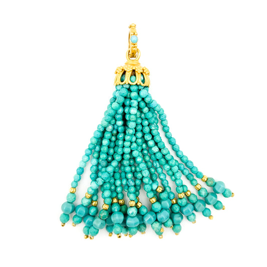 "Flower Cap" Pendant (Turquoise, 22k, 18k Gold)