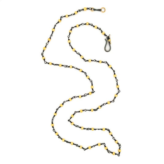 "Pattya Flower" Necklace (Oxidized Silver and 18k Gold Beads)