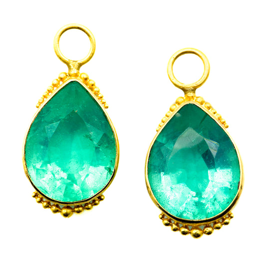 "Charm" Drops for Hoop Earrings (Green Topaz, 22k, 18k Gold)