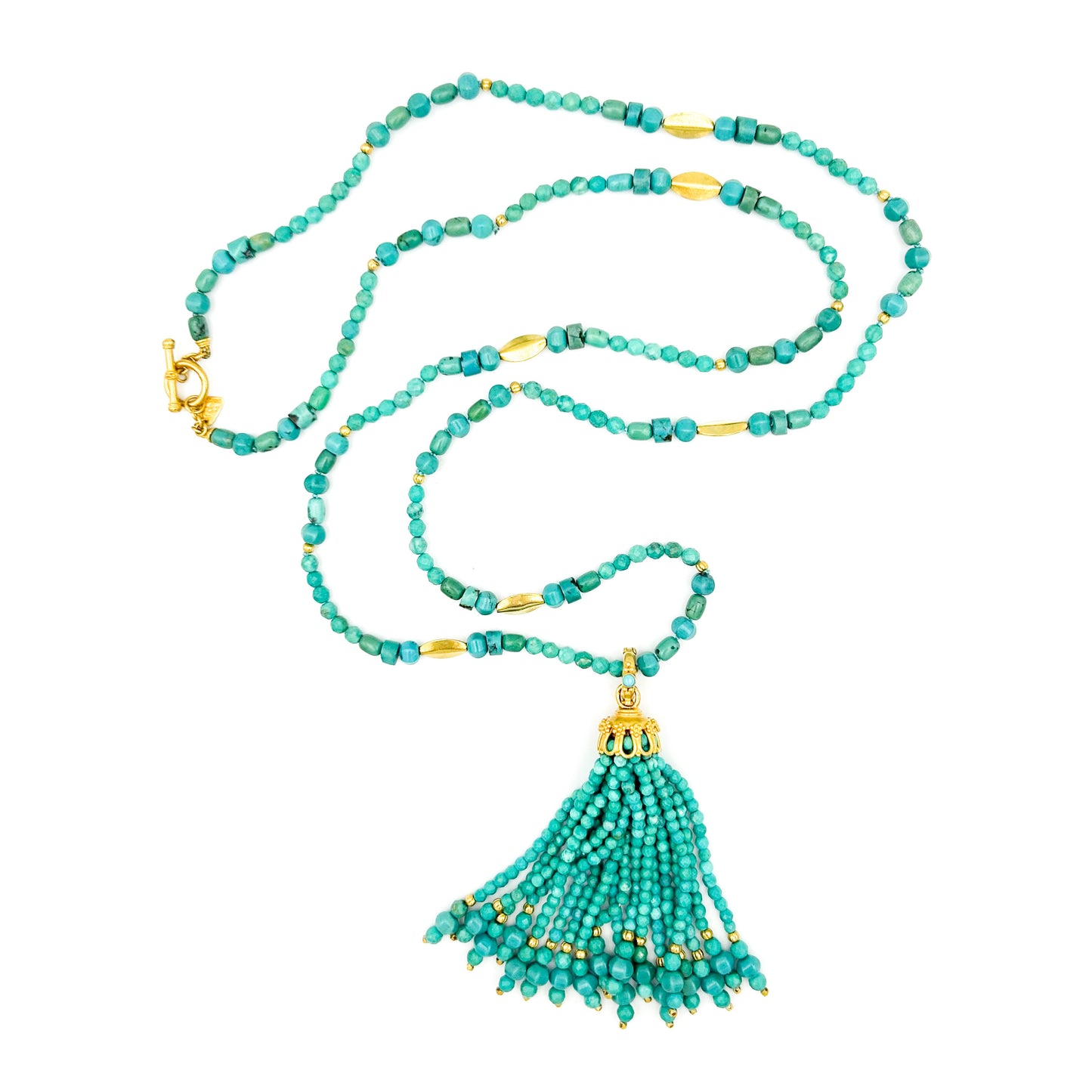 "Flower Cap" Pendant (Turquoise, 22k, 18k Gold)