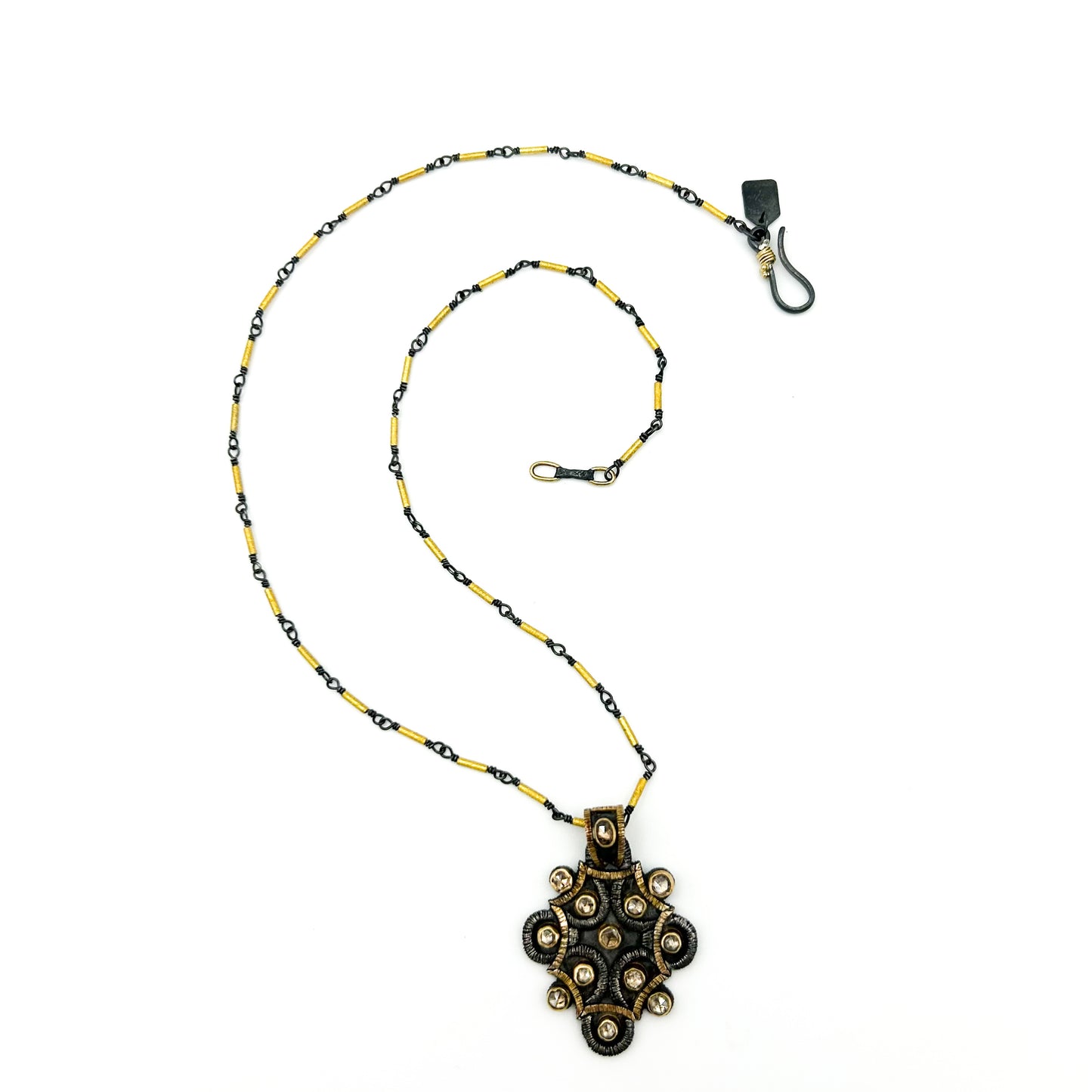 "Budapest" Pendant (Diamond, 18k Gold, Oxidized Sterling Silver)