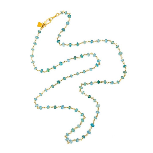 "Winona" Necklace (Blue Ethiopian Opal Beads, 18k Gold)