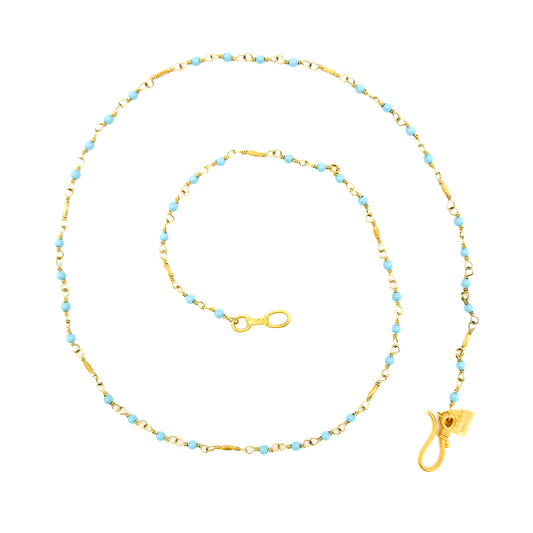 "Whisper Link" Chain Necklace (Sleeping Beauty Turquoise Beads, 22k, 18k Gold)