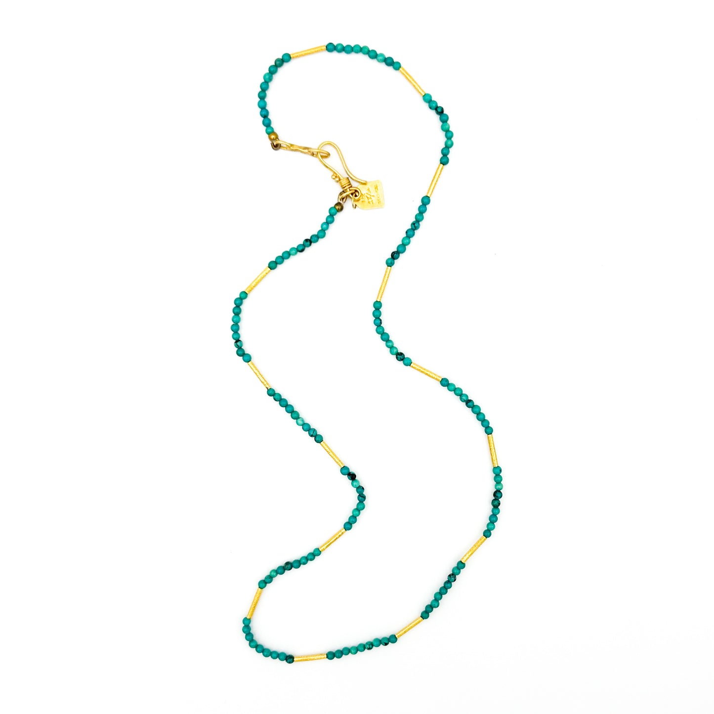 "Whisper" Necklace (Turquoise Beads, 22k, 18k Gold)