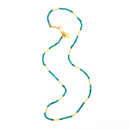 "Whisper" Necklace (Turquoise Beads, 22k, 18k Gold)