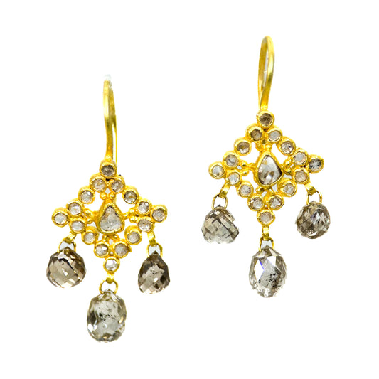 "Jaisalmer" Dangle Earrings (Champagne Diamond, 18k Gold)