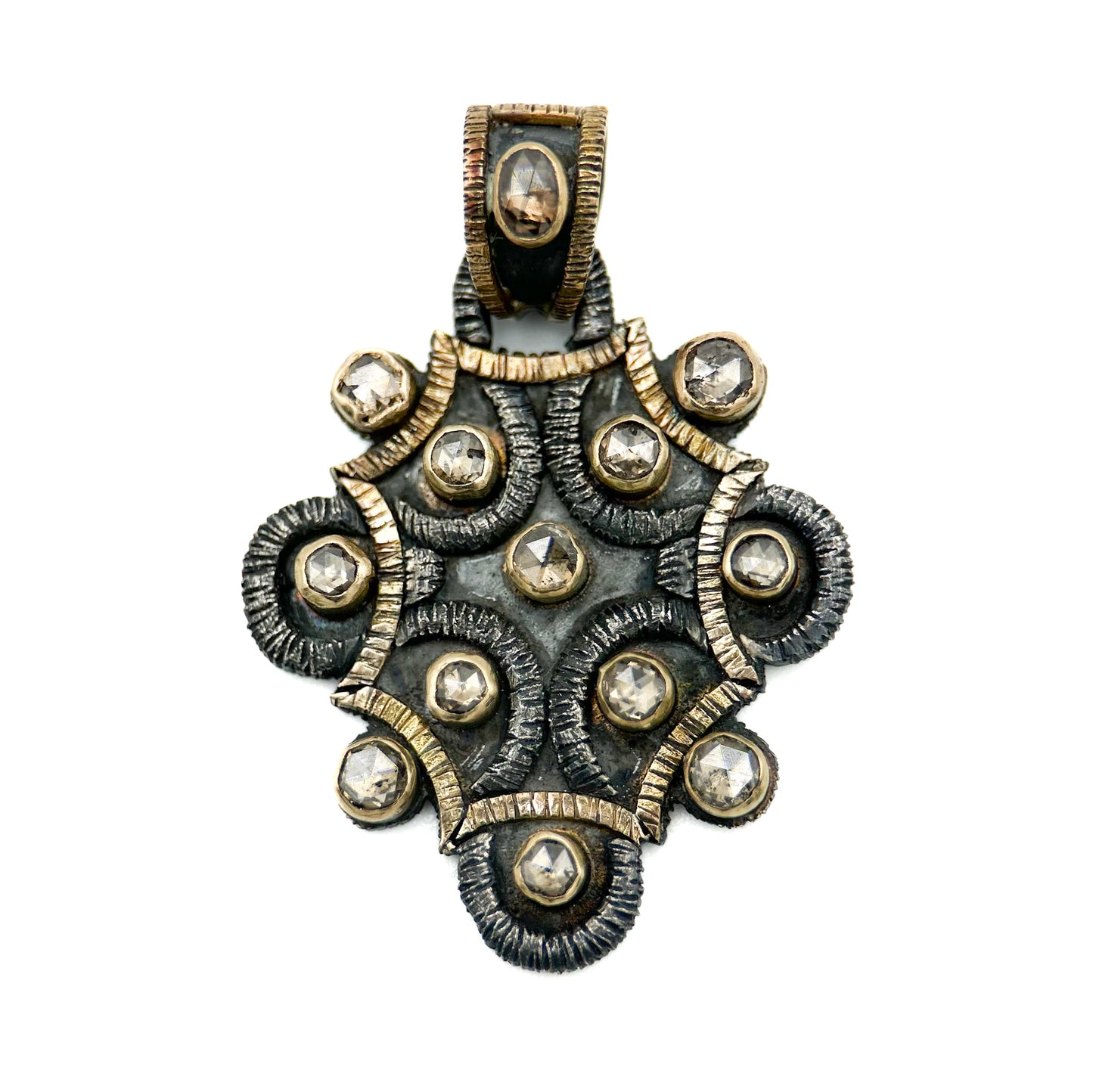 "Budapest" Pendant (Diamond, 18k Gold, Oxidized Sterling Silver)