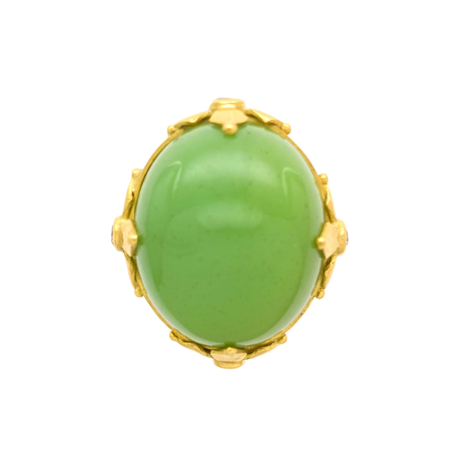 "Maltese" Ring (Green Agate, Diamond, 22k Gold)