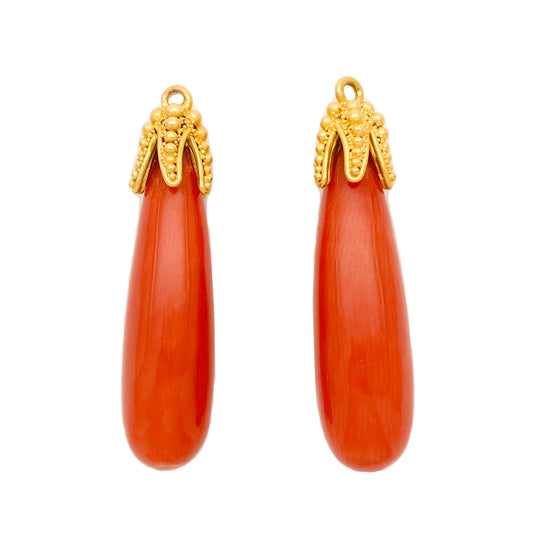 "Starfish" Detachable Drops for Hook Earrings (Italian Red Coral, 22k Gold)