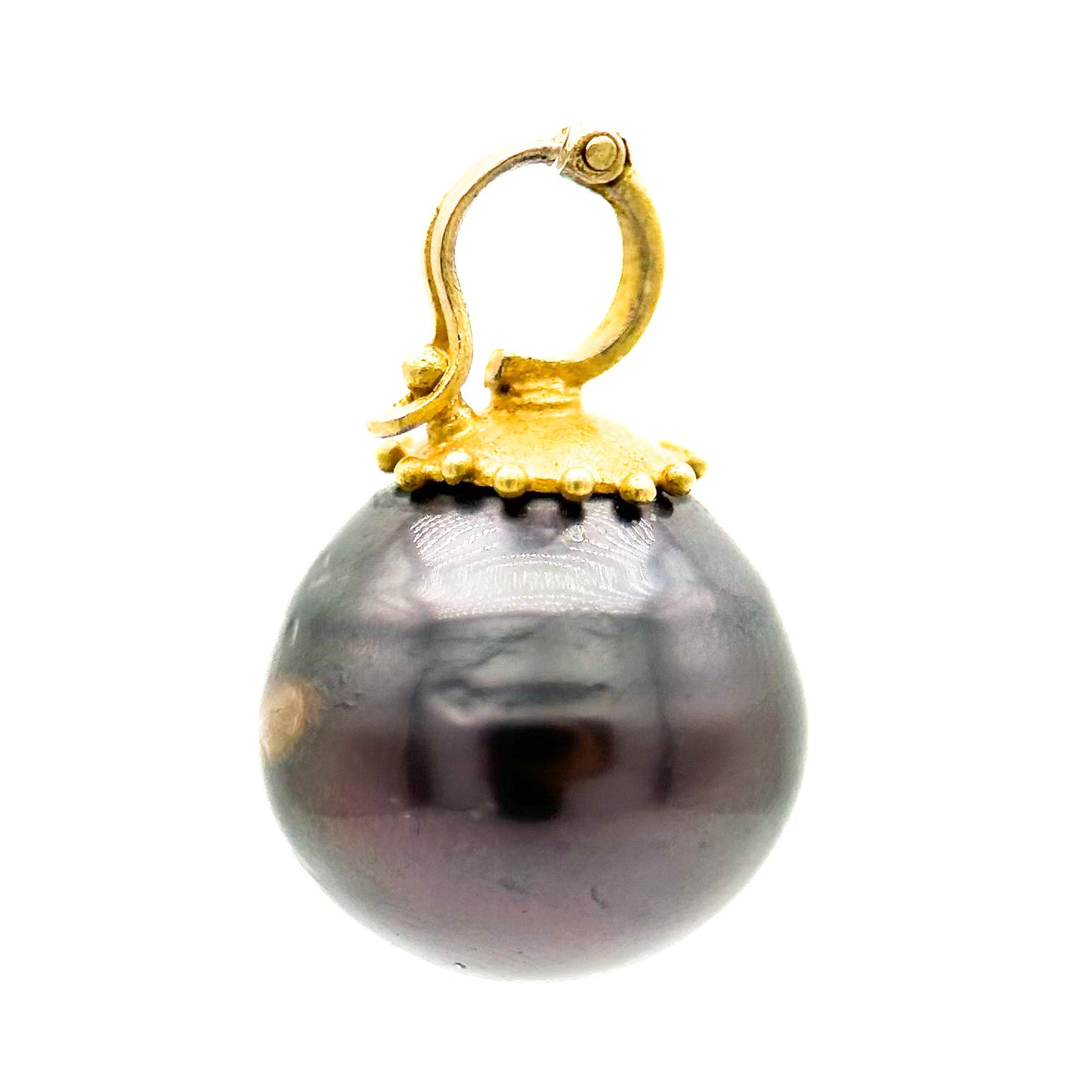 "Christine" Pendant (Tahitian Black Pearl, 22k, 18k Gold)