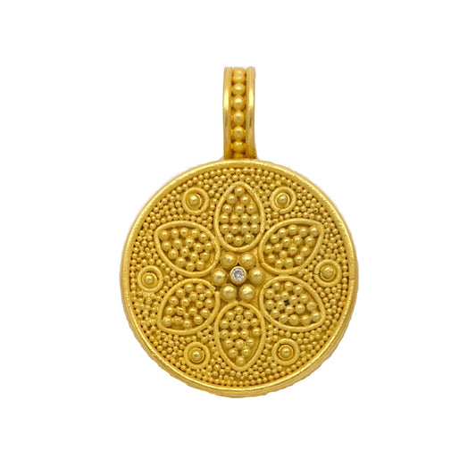 "Lotus Om" Pendant (Diamond, 22k Gold) SOLD, MAY ORDER