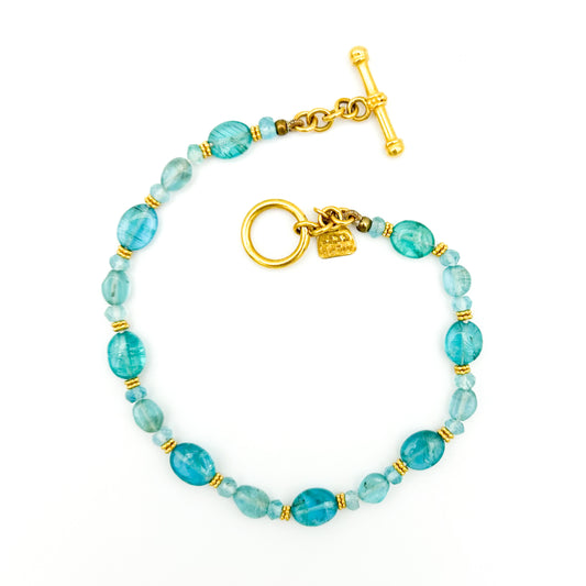 "Lola" Bracelet (Apatite, Aquamarine, 22k, 18k Gold)