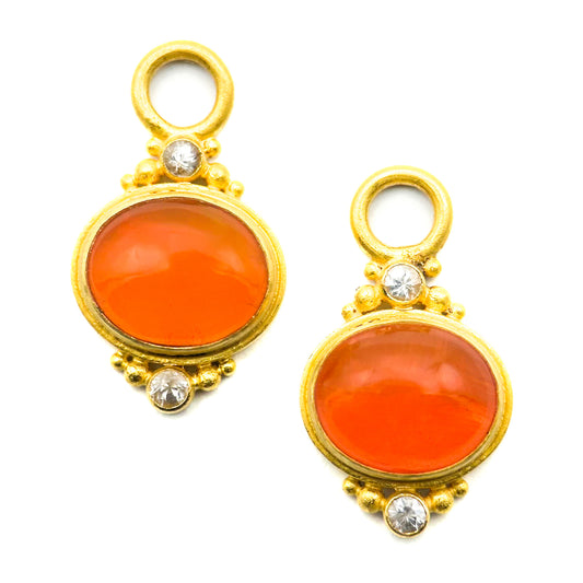 "Charm" Drops for Hoop Earrings (Mexican Fire Opal, White Sapphire, 22k, 18k Gold)
