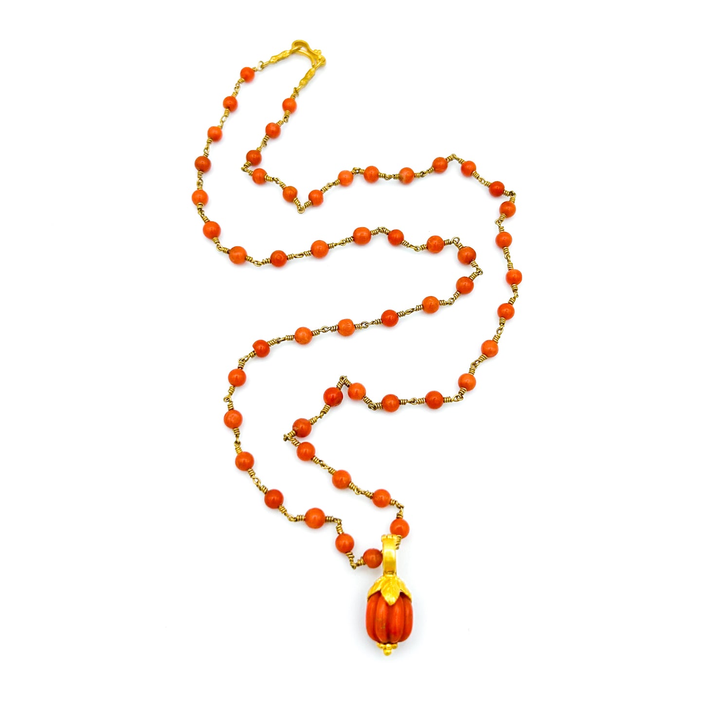 "Sri Lanka" Pendant (Italian Coral, 22k, 18k Gold)