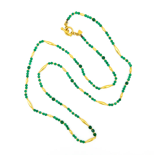 "Long Lola" Necklace (Green Agate Chalcedony, 22k, 18k Gold)