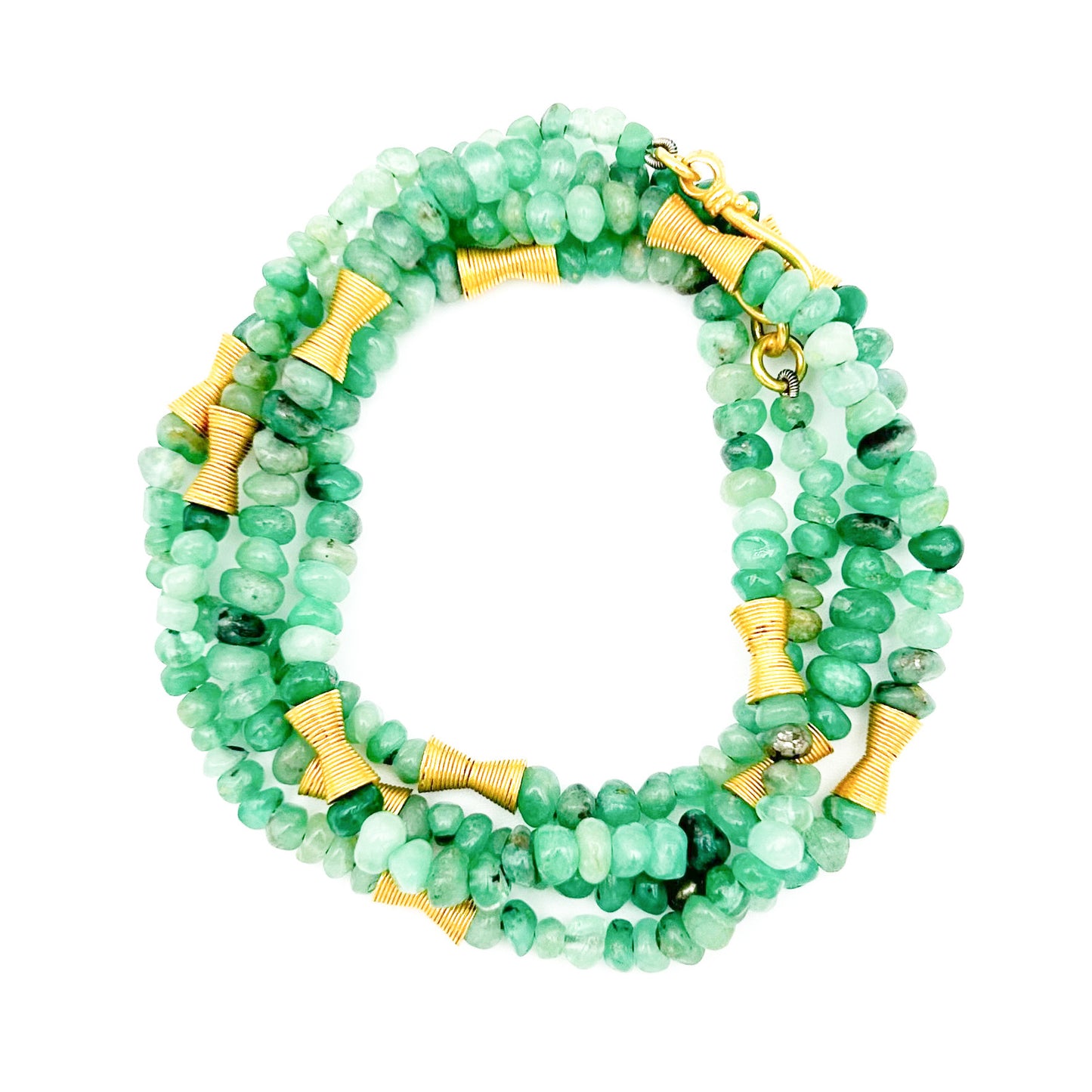 "Long Lola" Necklace (Emerald Beads, 18k, 22k Gold)