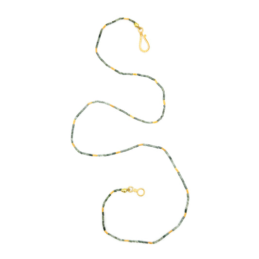 "Whisper" Necklace (Serpentine Jade, 22k, 18k Gold)