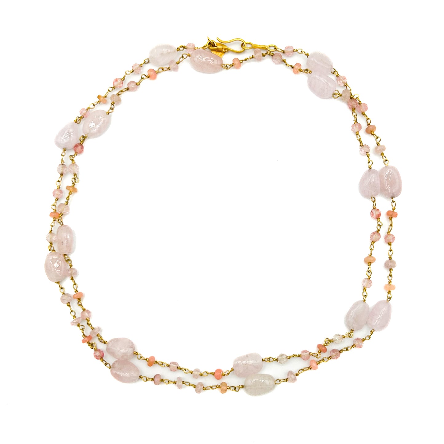 "Staccato" Necklace/Bracelet (Ethiopian Opal, Morganite, Quartz, 18k Gold)