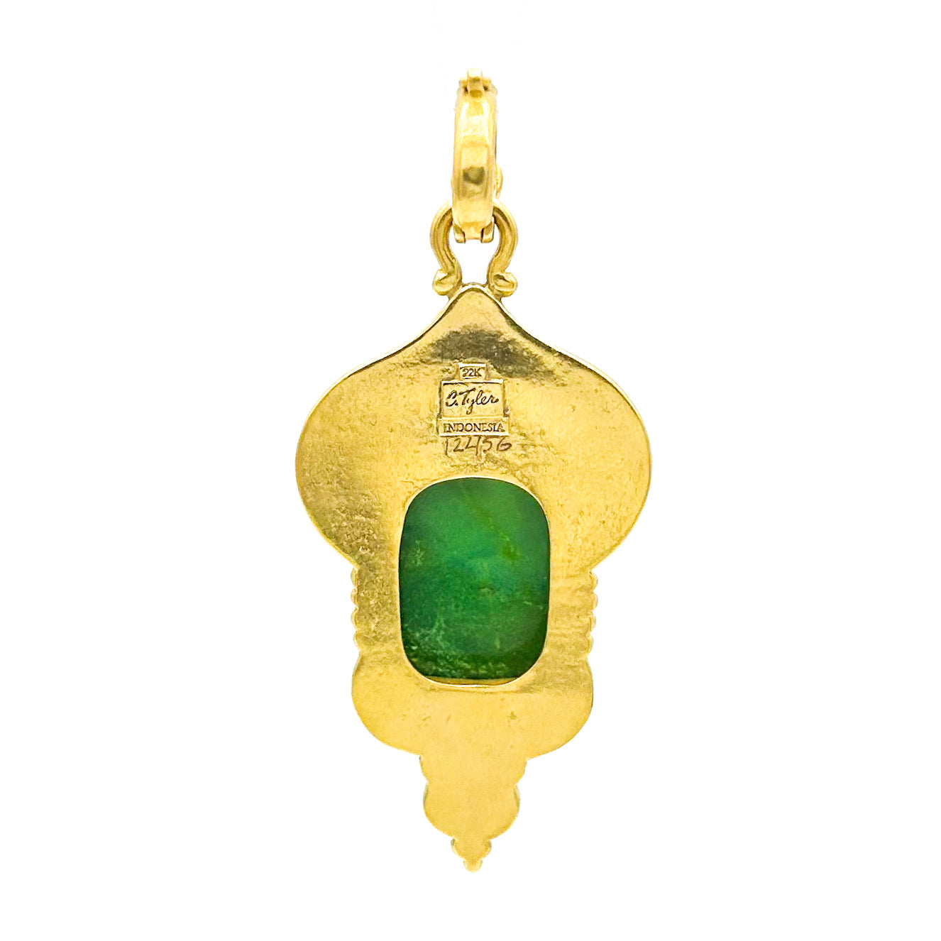 "Temple of Ganesh" Pendant (Green Turquoise, Italian Coral, Sleeping Beauty Turquoise, 22k Gold)