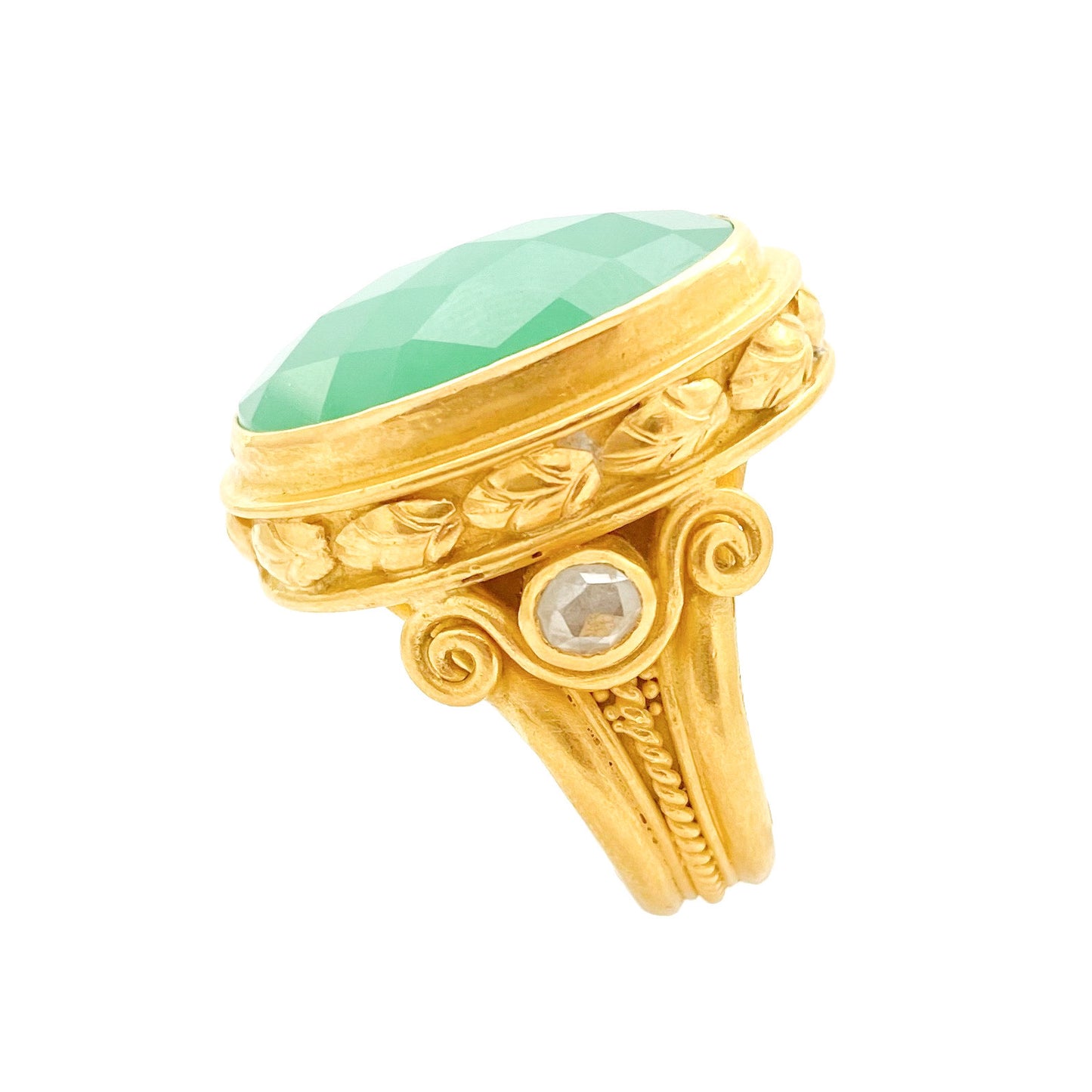 "Corinthia Column" Ring (Australian Chrysoprase Agate, 22k Gold)