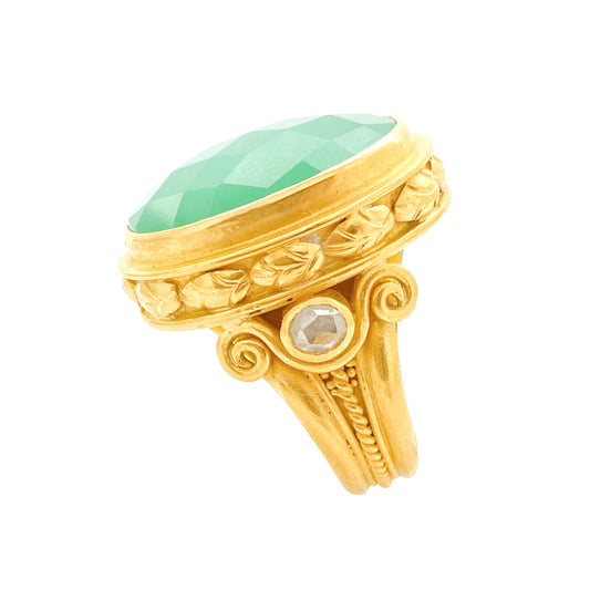 "Corinthia Column" Ring (Australian Chrysoprase Agate, 22k Gold)