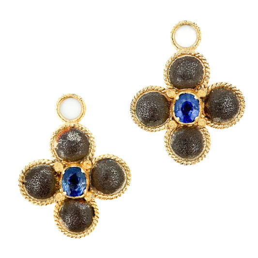 "Gotham" Drops for Hoop Earrings (Blue Sapphire, 22k, 18k Gold, Oxidized Sterling Silver)