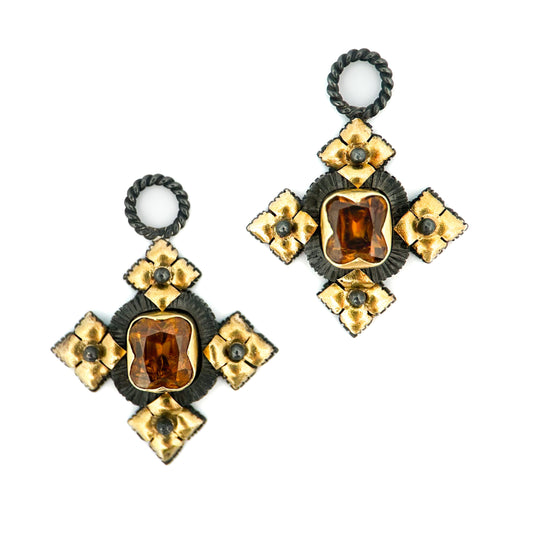 "Malta" Drops for Hoop Earrings (Sphene, 22k, 18k Gold, Oxidized Sterling Silver)