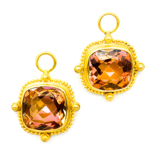 "Sardinia" Drops for Hoop Earrings ("Mystic" Topaz, 22k, 18k Gold)