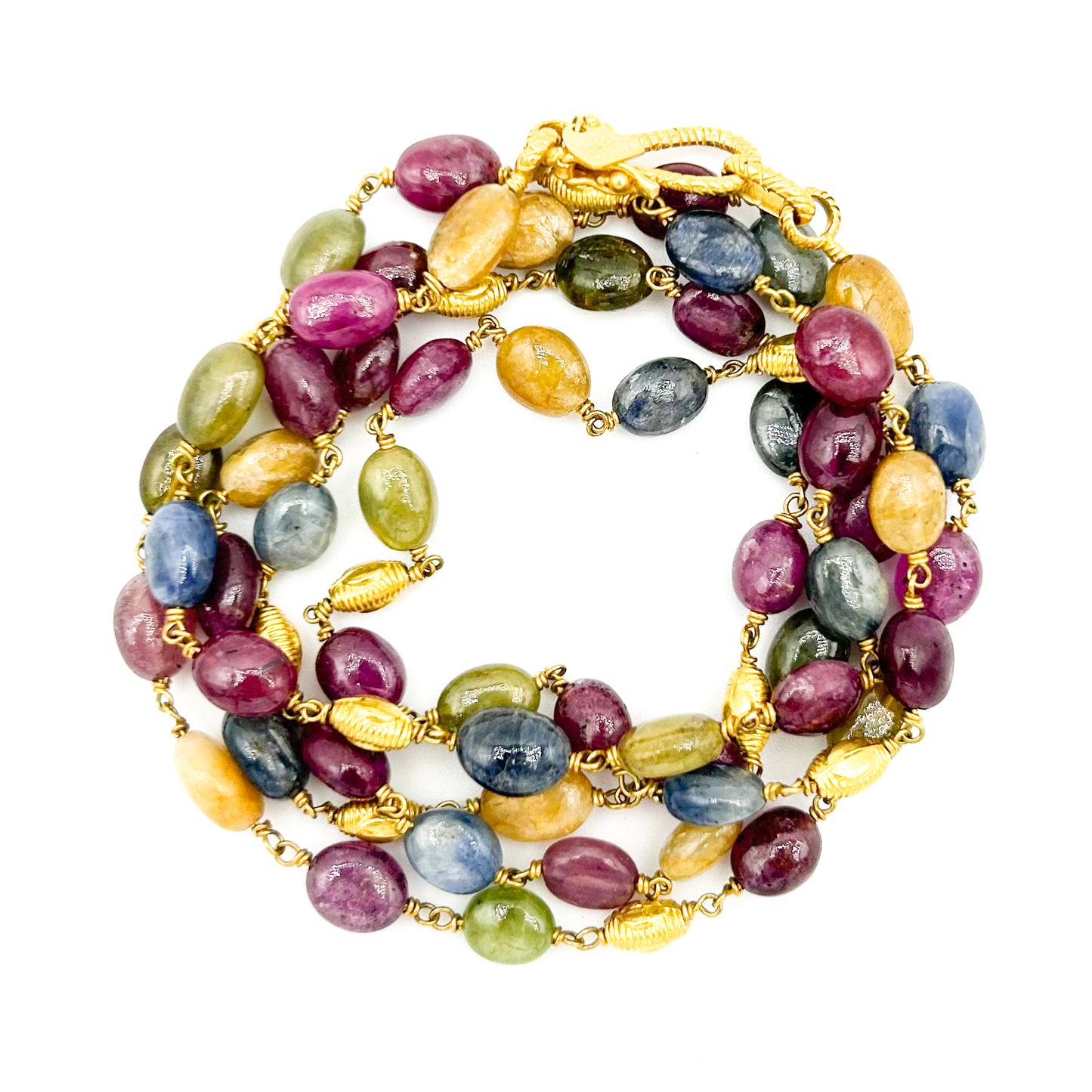 "Winona Bangkok" Necklace (Multicolored Sapphire, Ruby, 22k, 18k Gold)
