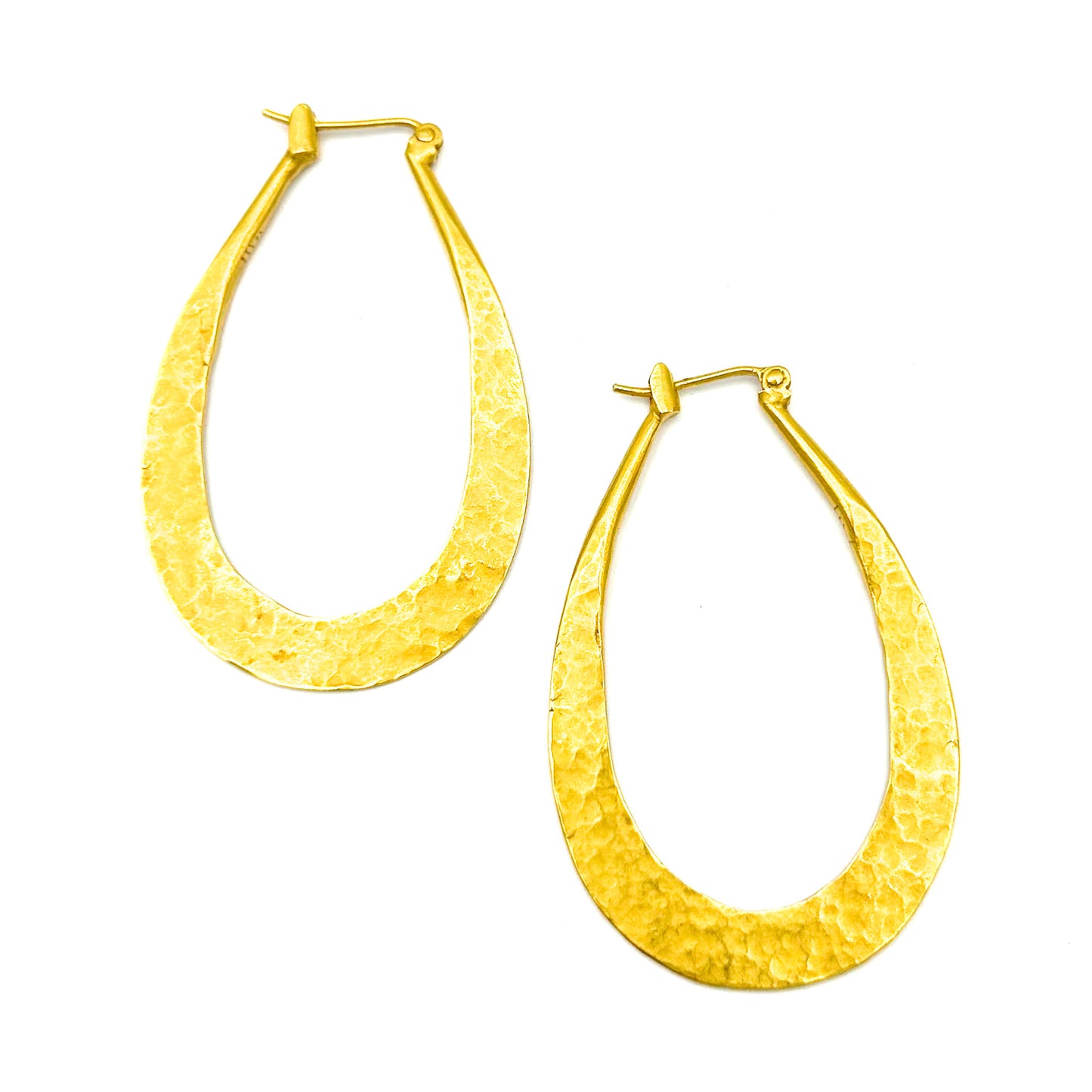 "Leslie Hoop" Earrings (18k Hammered Gold)