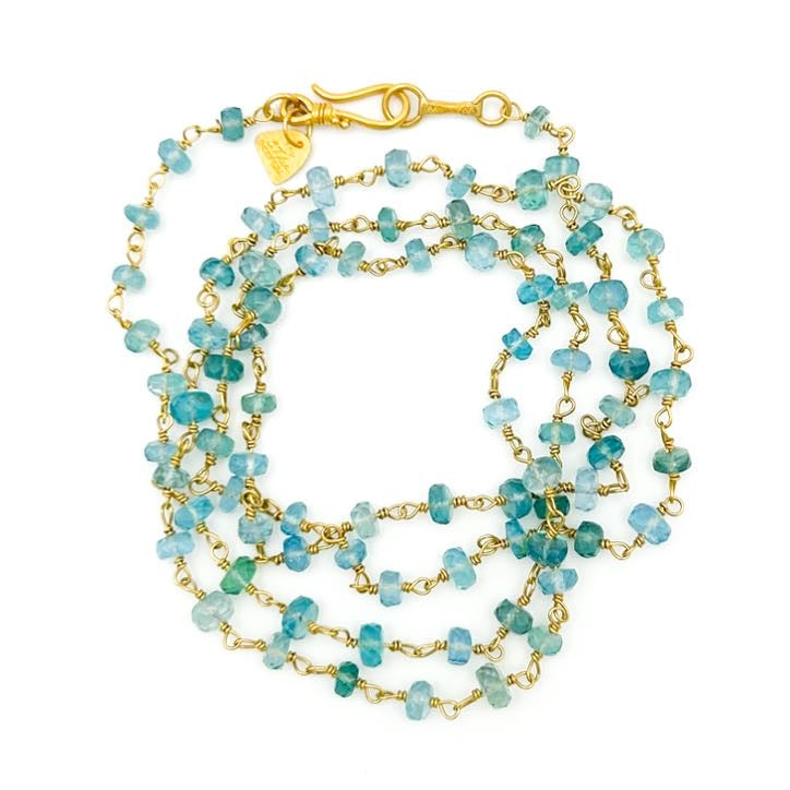 "Winona" Necklace (Blue Ethiopian Opal Beads, 18k Gold)