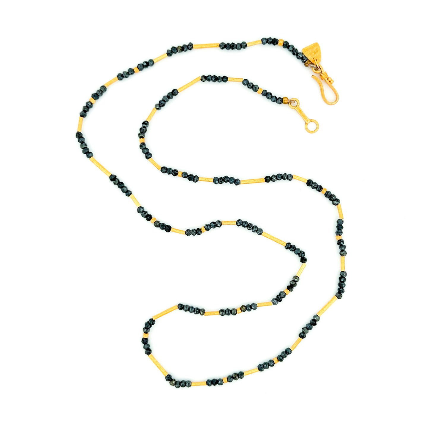 "Whisper" Necklace (Black Spinel Beads, 22k, 18k Gold)