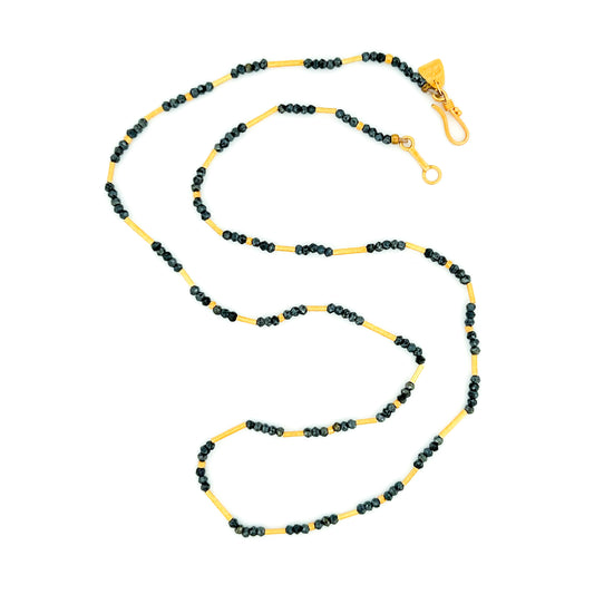 "Whisper" Necklace (Black Spinel Beads, 22k, 18k Gold)