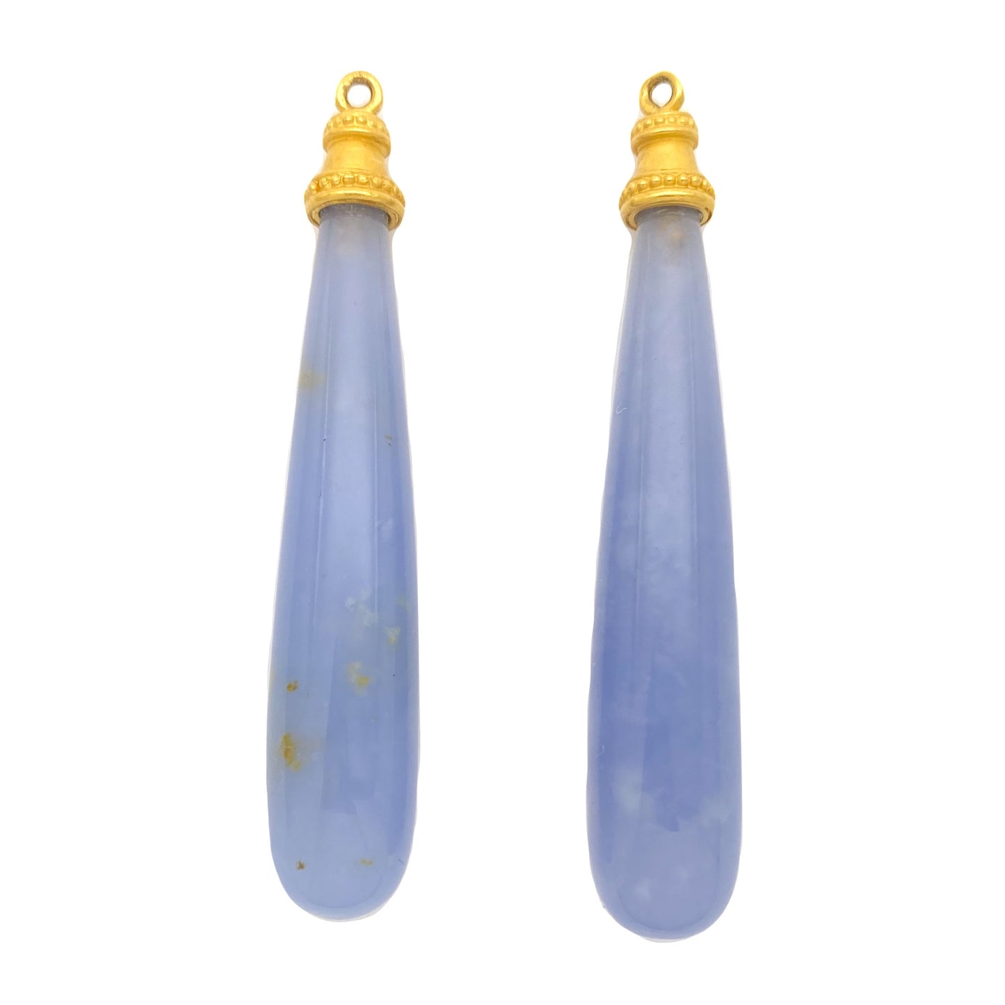 "Simple Cap" Drops for Hook Earrings  (Holly Blue Agate, 18k, 22k Gold)