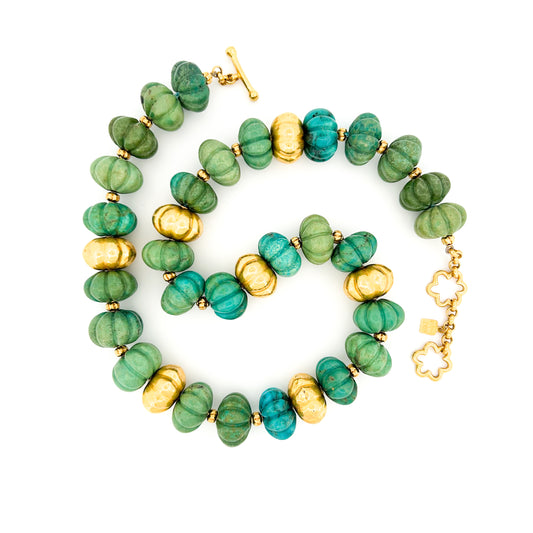 "Lola Pumpkin" (Arizona Turquoise, 22k, 18k Gold)