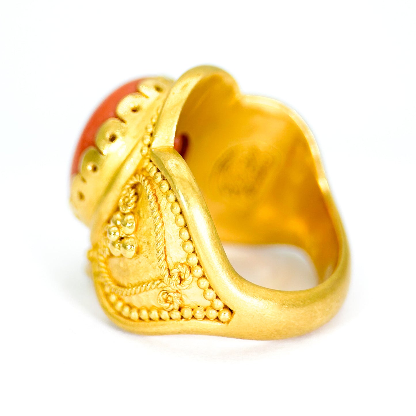 "Tudor" Ring (Italian Coral, 22k Gold)