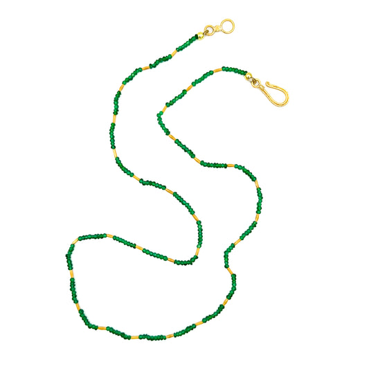 "Whisper" Necklace (Green Agate Beads, 22k, 18k Gold)