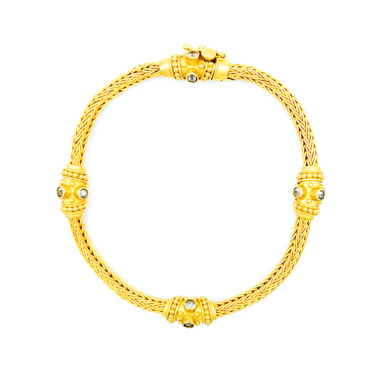 "Etrusca" Chain Bracelet (White Sapphire, 22k, 18k Gold)
