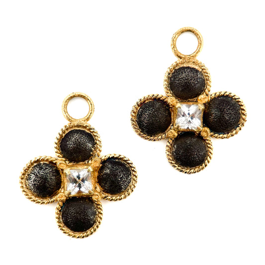 "Gotham" Drops for Hoop Earrings (White Sapphire, 18k Gold, Oxidized Sterling Silver)