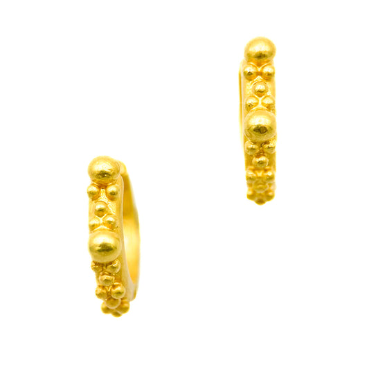 "Angela" Huggie Hoop Earrings (22k, 18k Gold)