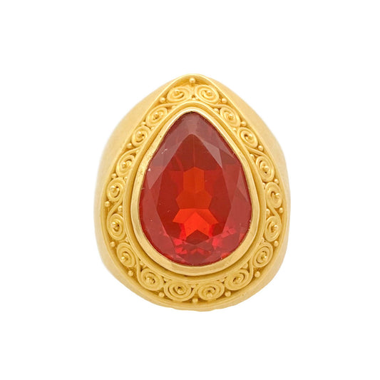 "Trillion" Ring (Mexican Fire Opal, 22k Gold)