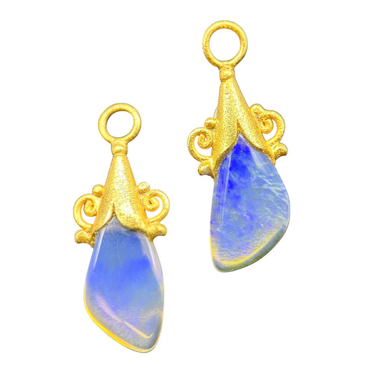 "Kilauea" Drops for Hoop Earrings (Australian Opal, 22k Gold)