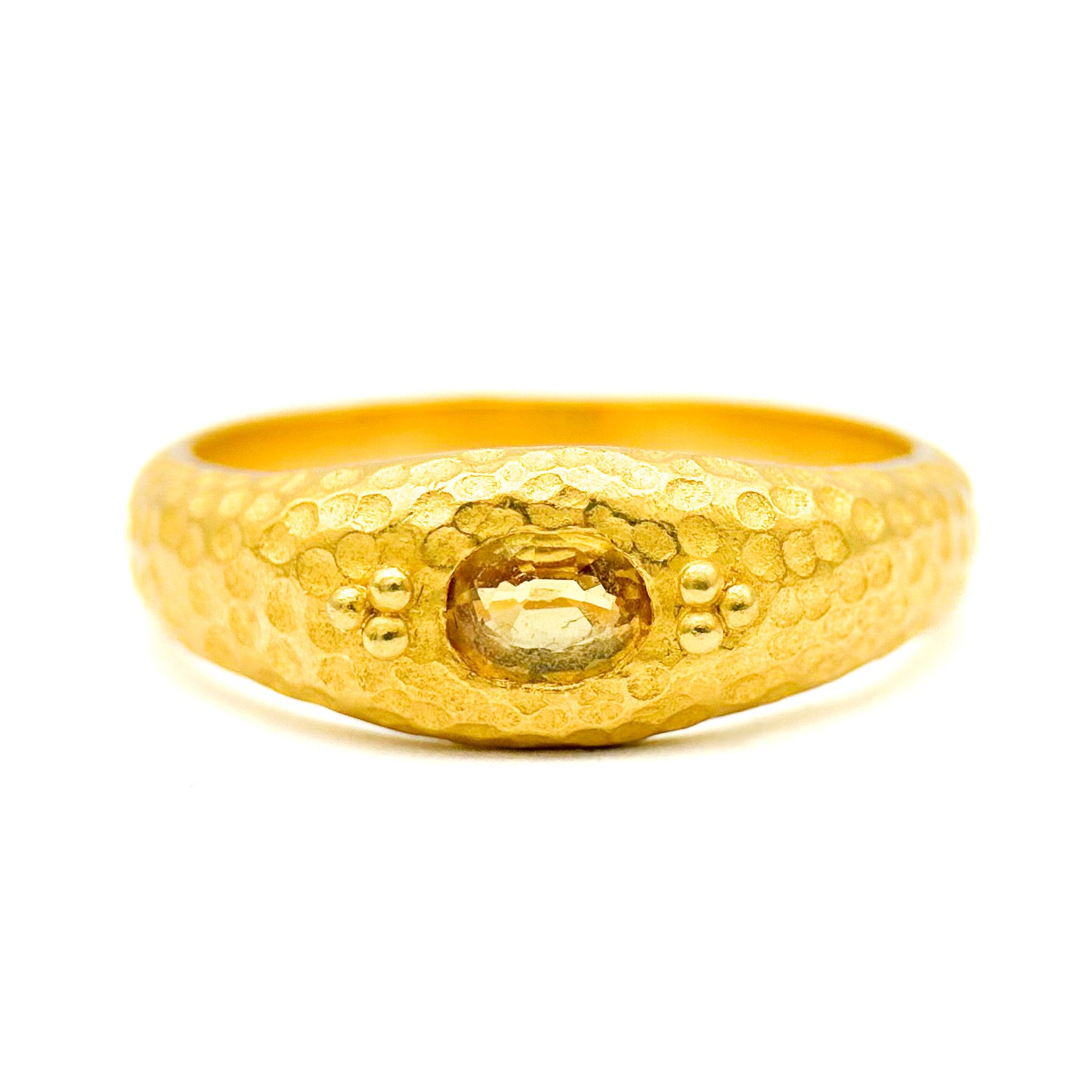 "Hammered Gypsy" Band Ring (Yellow Sapphire, 18k Gold)