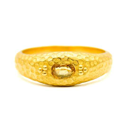 "Hammered Gypsy" Band Ring (Yellow Sapphire, 18k Gold)