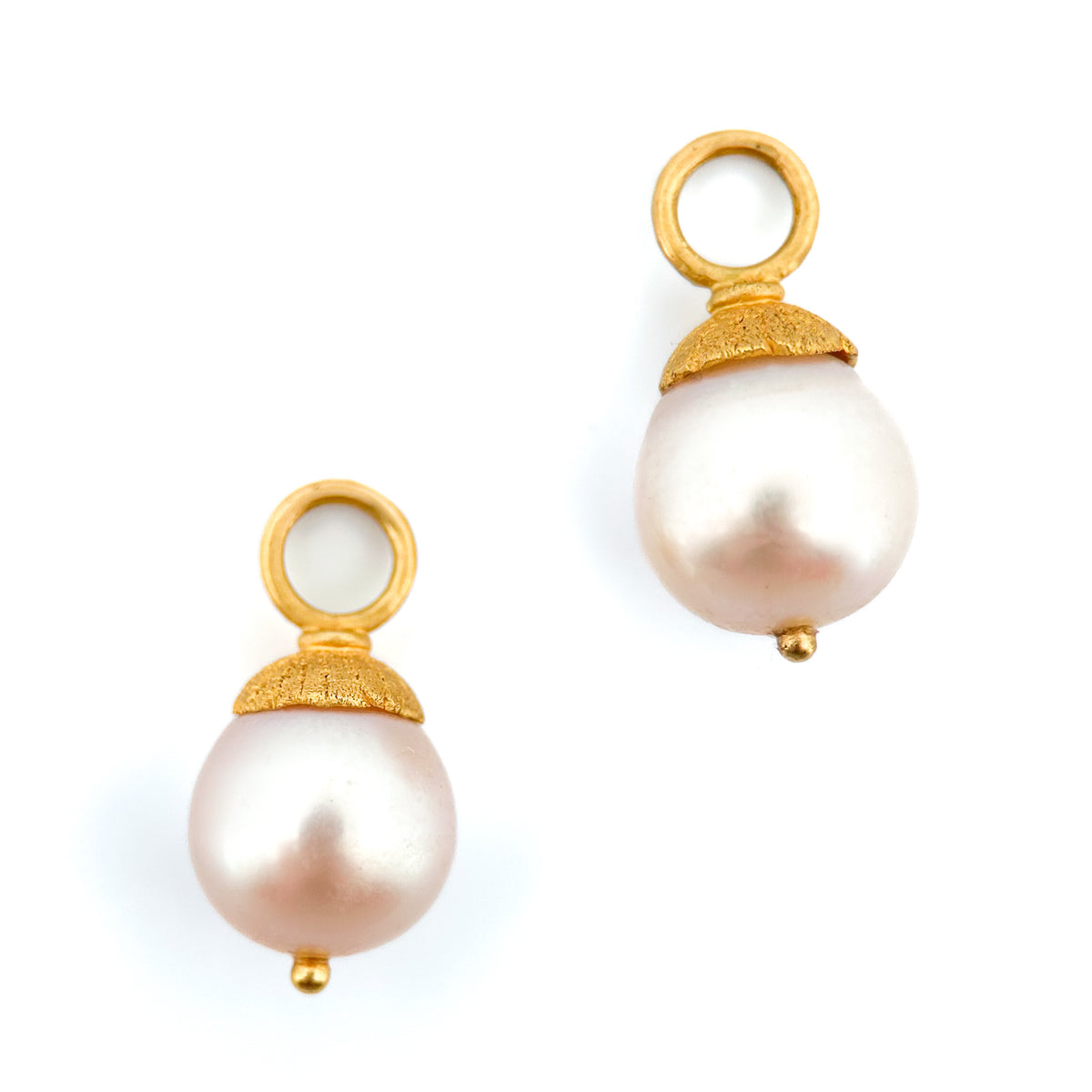 "Kilauea" Drops for Hoop Earrings (Fresh Water Pearl, 22k Gold)