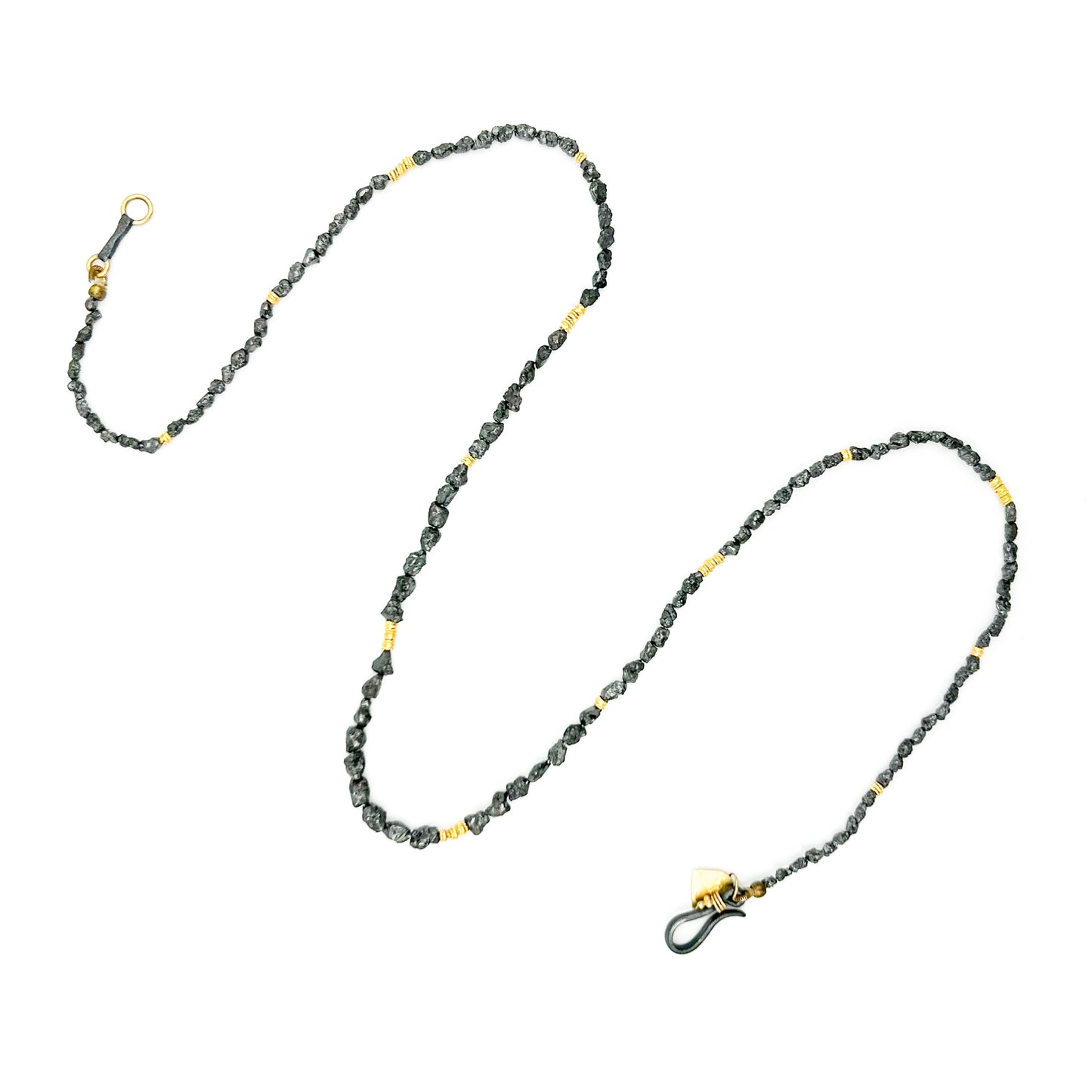 "Whisper" Necklace (Rough Black Diamond, 22k, 18k Gold)
