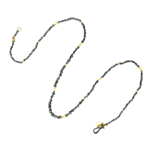 "Whisper" Necklace (Rough Black Diamond, 22k, 18k Gold)