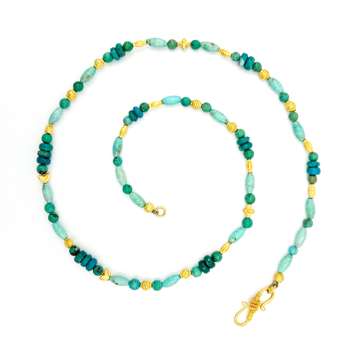 "Lola" Necklace (Turquoise, Gem Silica, 22k, 18k Gold)