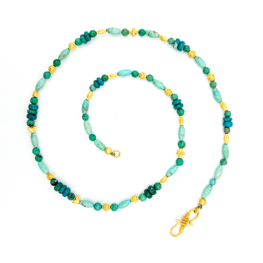 "Lola" Necklace (Turquoise, Gem Silica, 22k, 18k Gold)